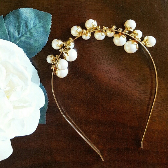 Kate spade imitation petal pearls gold headband - Picture 2 of 8
